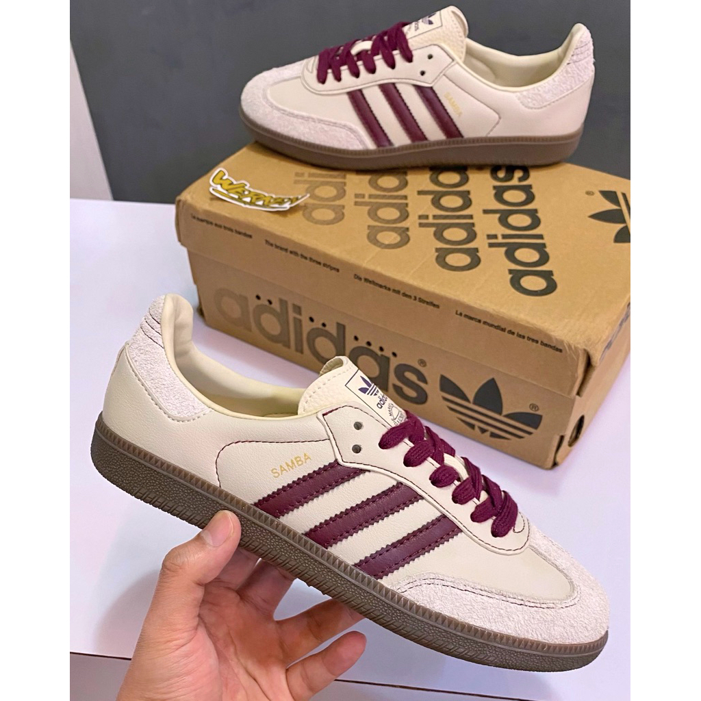 Promo sepatu Adidas Samba OG Wonder White Maroon