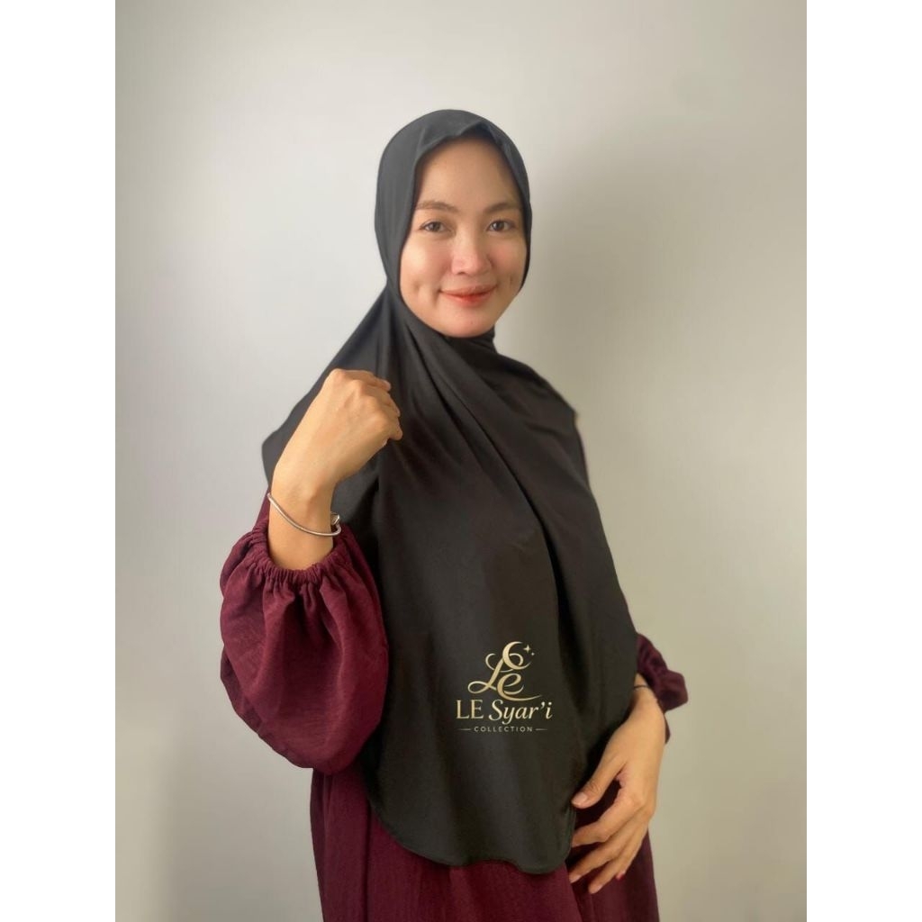 Le Syar'i jilbab - Pashmina Aisyah Instan Jersey Premium Hitam