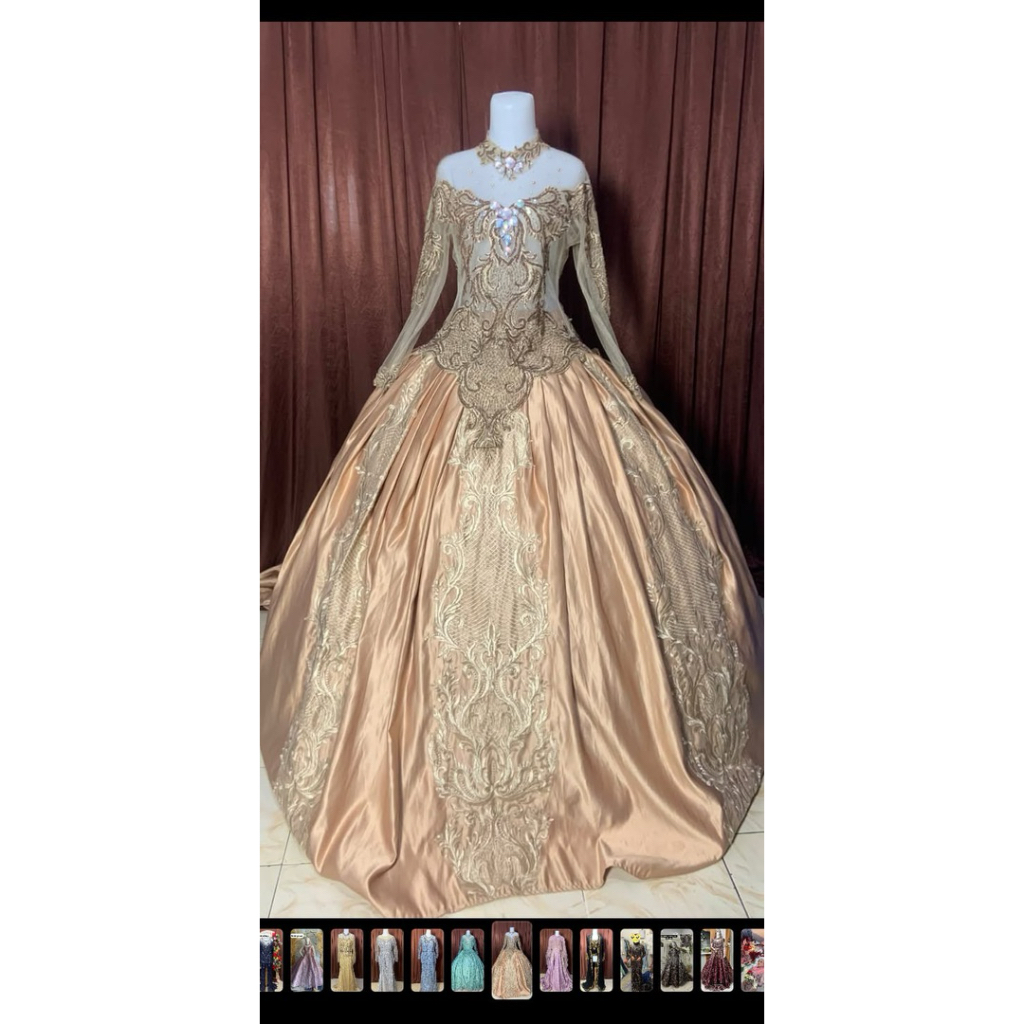 preloved ball gown Mocca dan Lilac