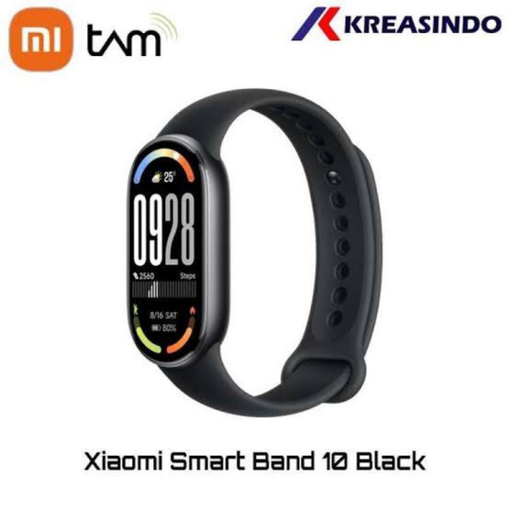 Jam Tangan Pintar Xiaomi Smart Band 10 - Warna Midnight Black, Tampilan AMOLED 1.72 Inci, Sensor Kes