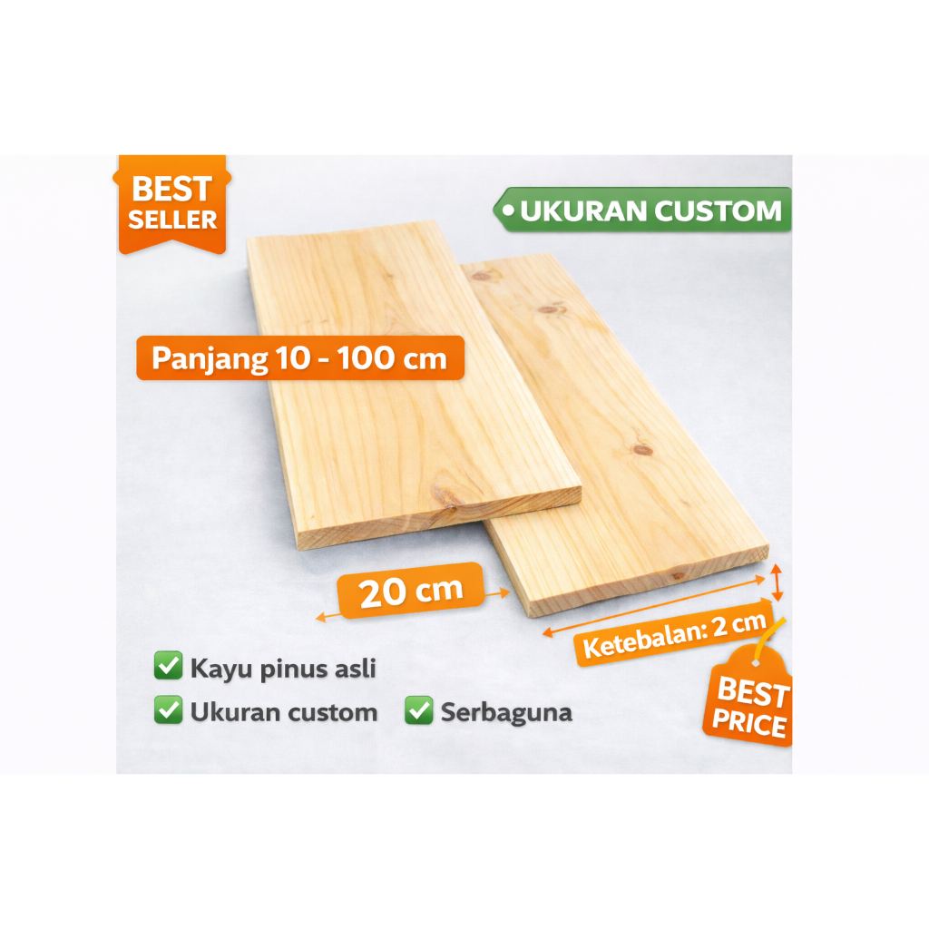 Papan jati belanda lebar 20 cm tebal 2 cm/papan kayu pinus/papan bahan kerajinan/papan ambalan