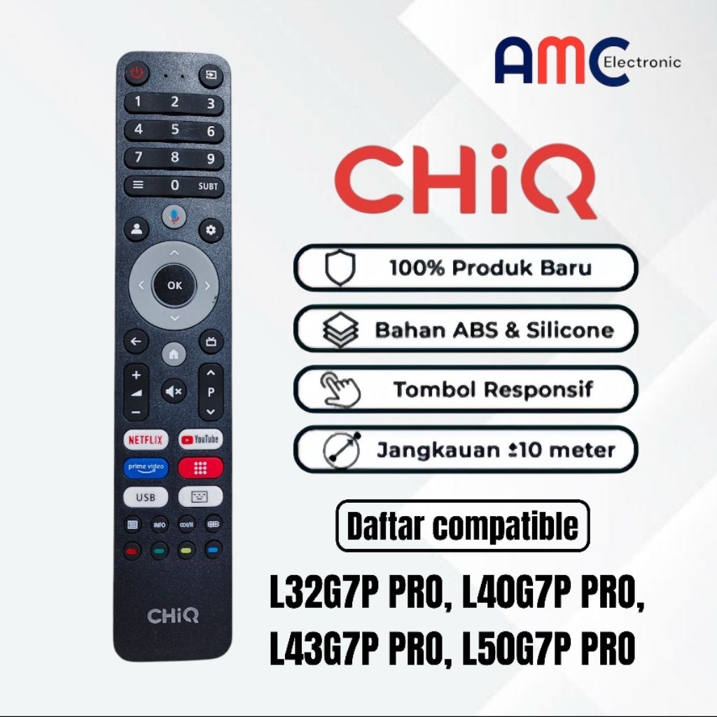 Remote Smart Android TV CHIQ L32G7P L40G7P L43G7P L50G7P Pro vc chiq remot smart tv chiq tanpa voice