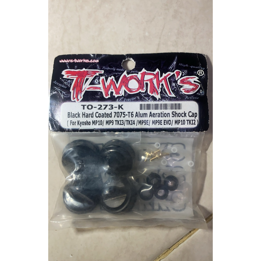 TO-273-K Tworks Black Hard Coated 7075-T6 Alum Awratoon Shock Cap (For Kyosho Mp10/Mp19 Tki3/Tki4/Mp