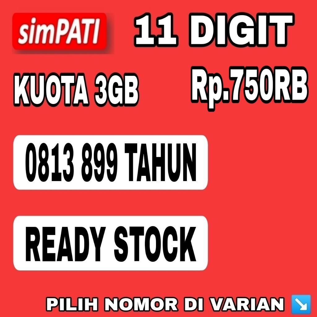 nomor cantik kartu perdana telkomsel simpati 11 digit seri tahun bonus kuota 3GB prabayar support ja