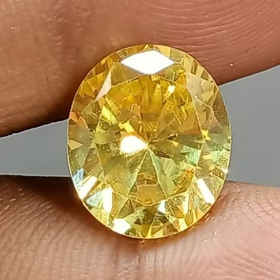 Batu Permata Diamond Lemon Citrine , 12 x 10 mm