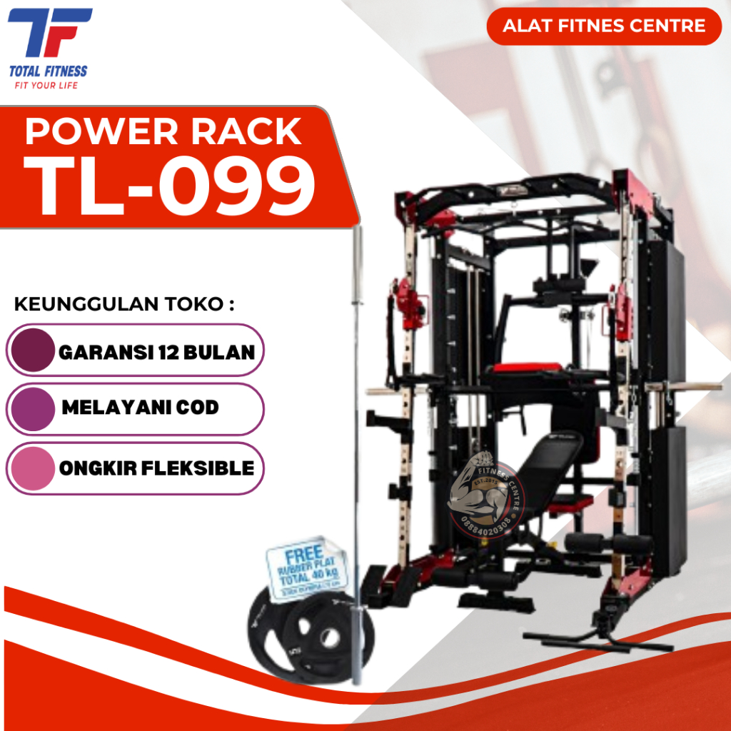 Total Fitness Home Gym Alat Angkat Beban Multi Gym Power Rack Smith Power Rack Machine TL-099
