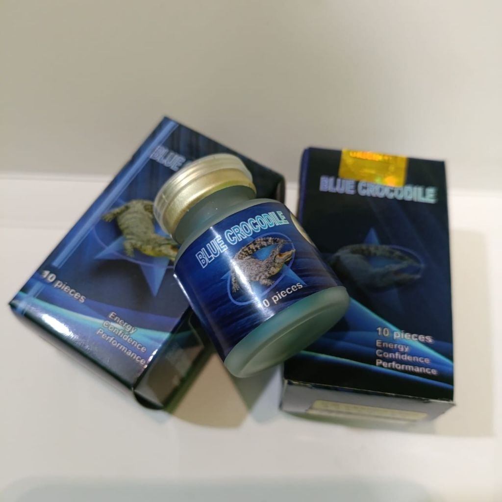 (Privasi Aman)Blue Croocodile Original 1Botol 10 Kapsul Stamina Pria Kuat Tahan Lama Ampuh