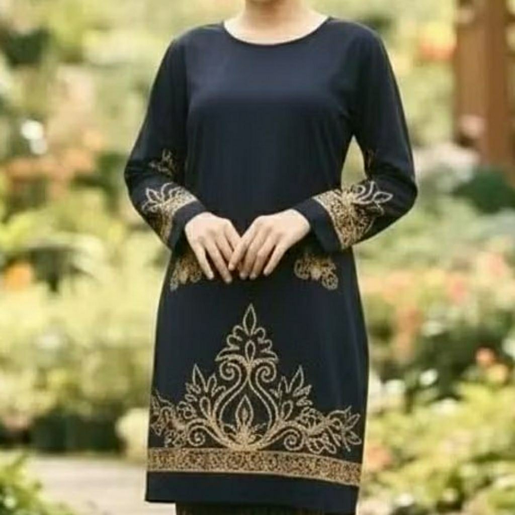 Baju Tunik Kebaya Lebaran Mewah Bordir Bahan Bludru