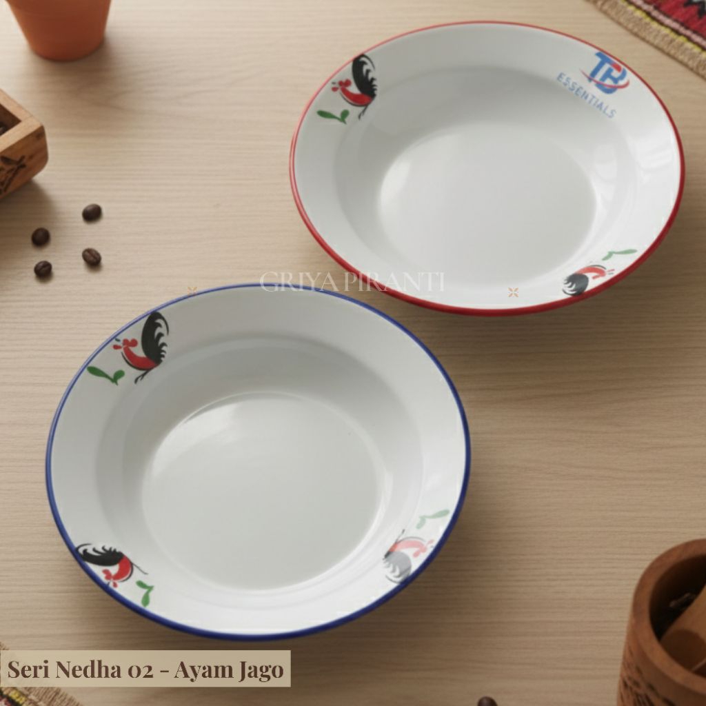GRIYA PIRANTI - Seri Nedha 02  Bundling Piring Enamel Ayam Jago  Jadul 22cm/Piring Seng Ayam Jago Ja