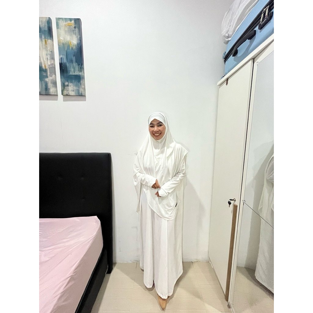 abaya set khimar umroh murah