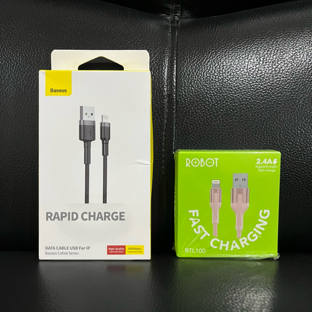 Preloved USB A to Lightning Cable | Robot | Baseus | Kabel Data Kabel Charger iPhone Fast Charging