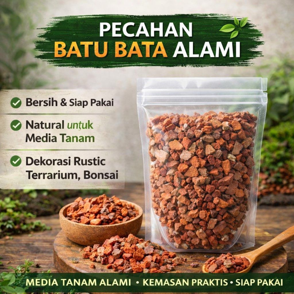 PECAHAN BATU BATA ALAMI  MEDIA TANAM, TERARIUM, BONSAI, MINI GARDEN NATURAL