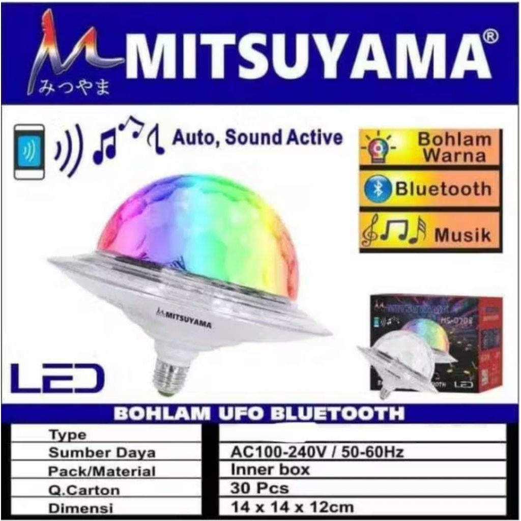 Lampu Led disco Speaker Bluetooth UFO Lampu Disco Mitsuyama MS-0709