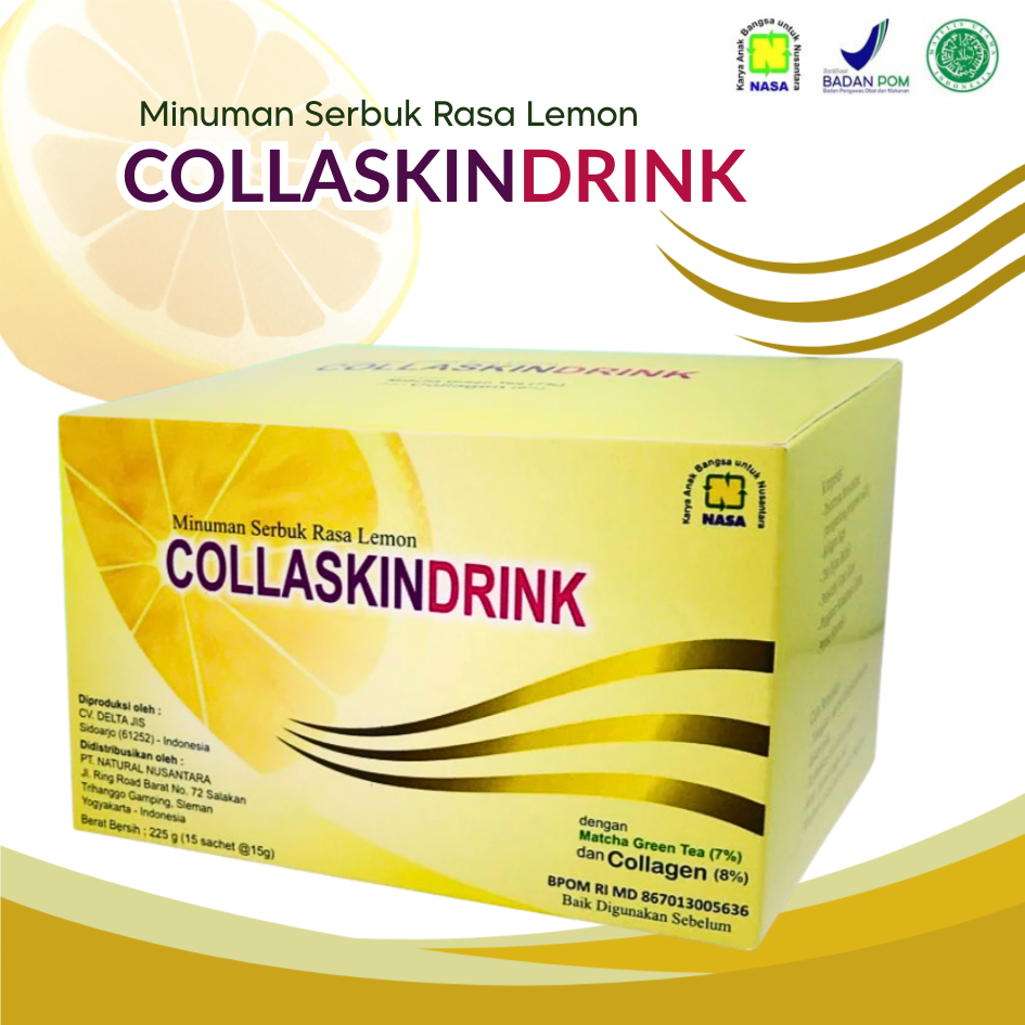 Collaskin Drink (Minuman Serbuk Rasa Lemon) Original Asli NASA - Minuman Kecantikan Mencerahkan kuli