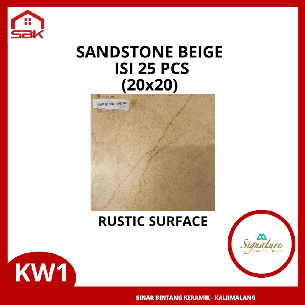 Keramik Lantai Kamar Mandi 20x20 Sandstone Biege Signature