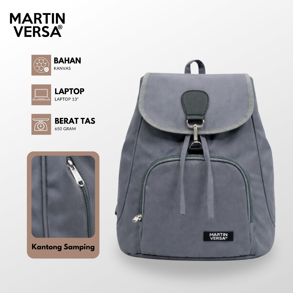 MARTIN VERSA Tas Ransel Wanita 35 CM Woman Backpack Kanvas TR5LITE-Hitam