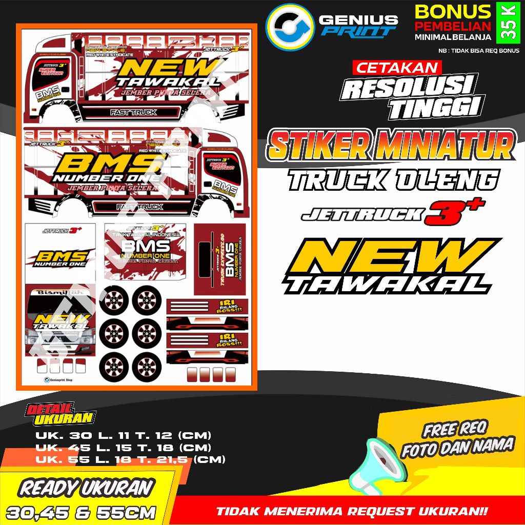 Stiker Mainan Miniatur Truk Oleng Canter Motif New Tawakal | Sekartaro | BRT | Sekartaro | Sarjana M