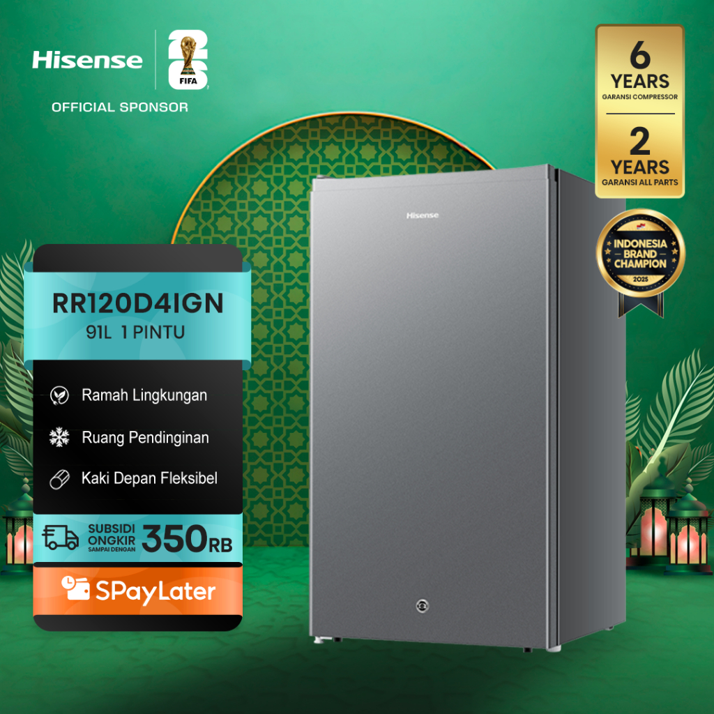 Hisense RR120D4IGN Kulkas 1 Pintu 91L Silver