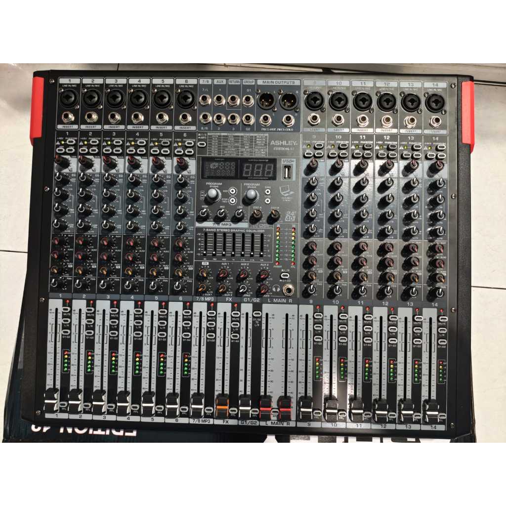 Mixer Audio Ashley Edition12 Edition-12 Edition 12 New 12 Channel Fader Panjang Efek Reverb Digital 
