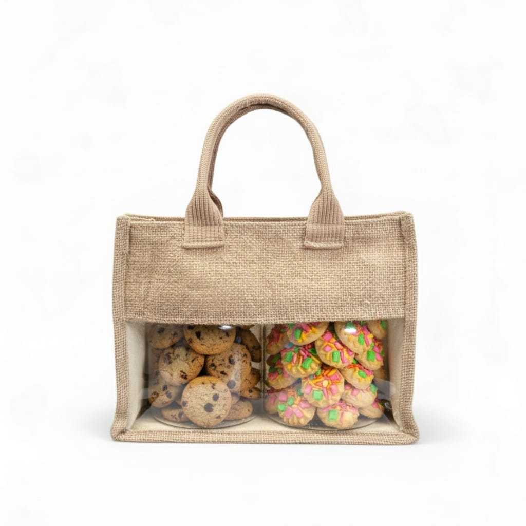 Tas Hampers Lebaran - Tas Goni Mika Bening 30x10x20 - Totebag Jute Transparan Hampers