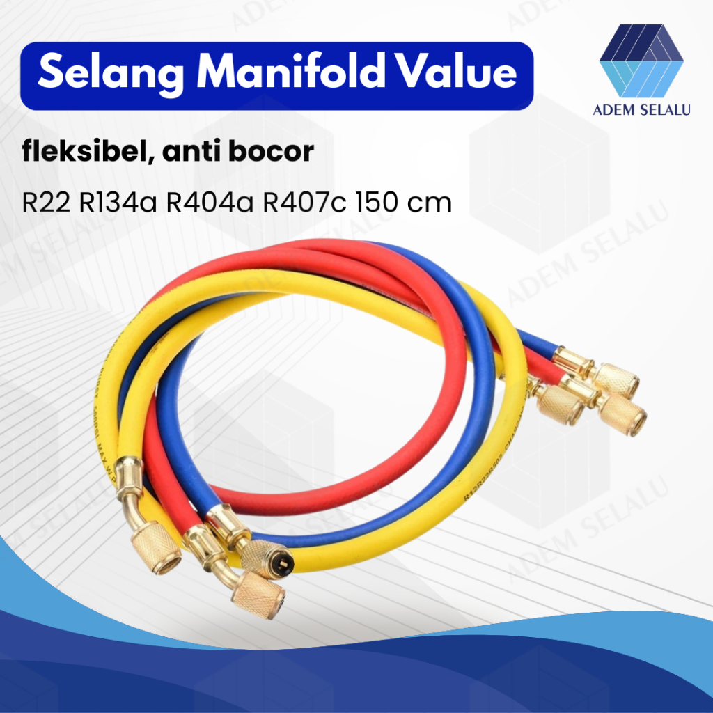 Selang Manifold Value R22 R134a R404a R407c 150 cm | Charging Hose Analyzer Value R22 R134a R404a R4