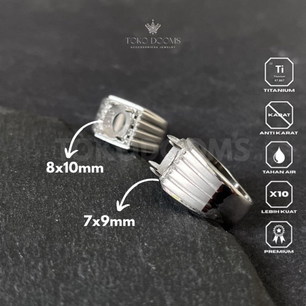 ring emban cakar doff zirkon cincin [TITANIUM] 7x9 8x10 super elegan istimewa