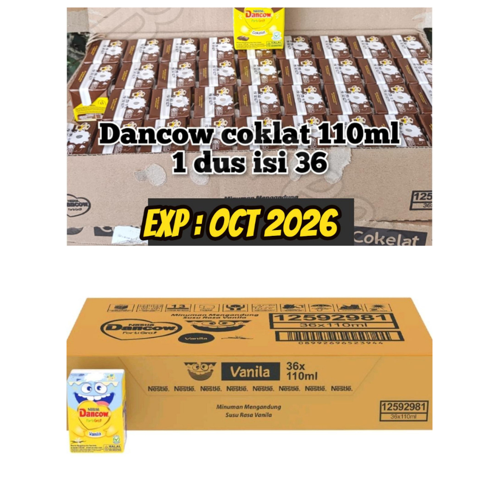 Susu Dancow Fortigro 110ml 1 karton isi 36pcs susu uht dancow cokelat vanilla cokelat vanilla  forti
