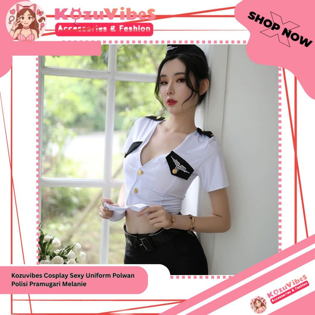 Kozuvibes Cosplay Sexy Uniform Seragam Polwan Polisi Pramugari Melanie