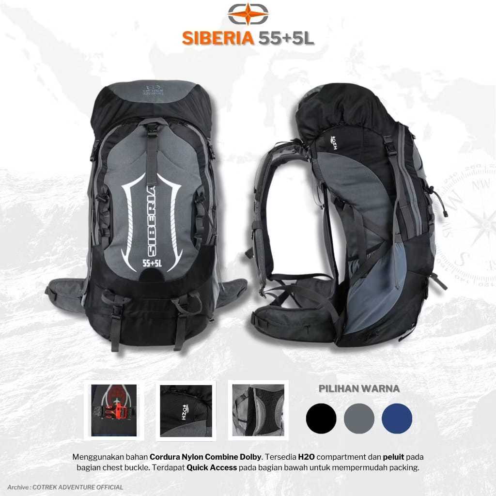 Tas Gunung Carrier 55 Liter Siberia Cotrek Adventure