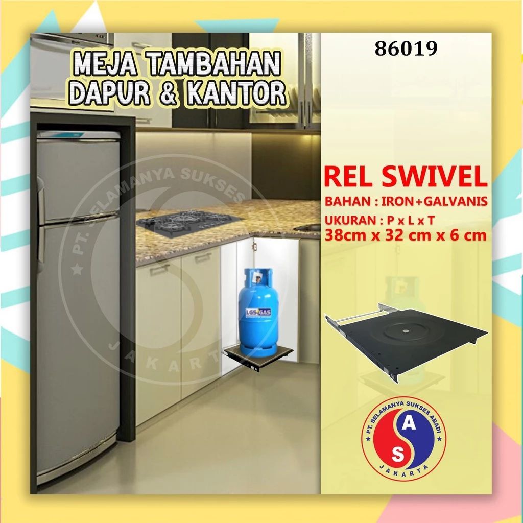 Tatakan TV swivel single/rel meja putar
