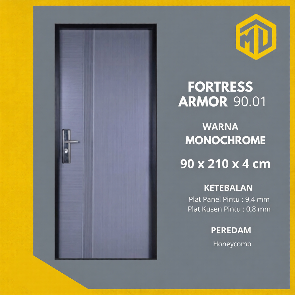 Pintu Utama - Pintu Kamar Baja Fortress 90x210 Type ARMOR Grey Minimalis Modern Tahan Terhadap Segal