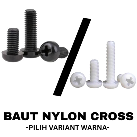 Baut Cross Nylon M3x12 Round Head Screw JP Plastik 12mm Baut Nylon M3x12 1,2cm