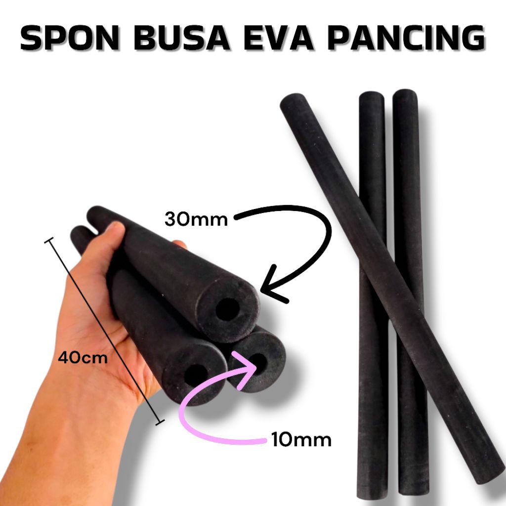 Spon Busa Eva Pancing / Gagang Busa Eva Pancing Custom Joran Pancing Hitam 40cm