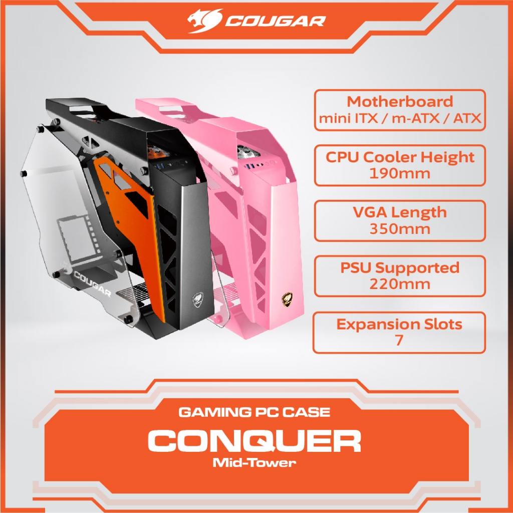 COUGAR PC Case CONQUER - Ultimate Dream Masterpiece Mid Tower PC Case Aluminium Alloy  Dukungan Mini