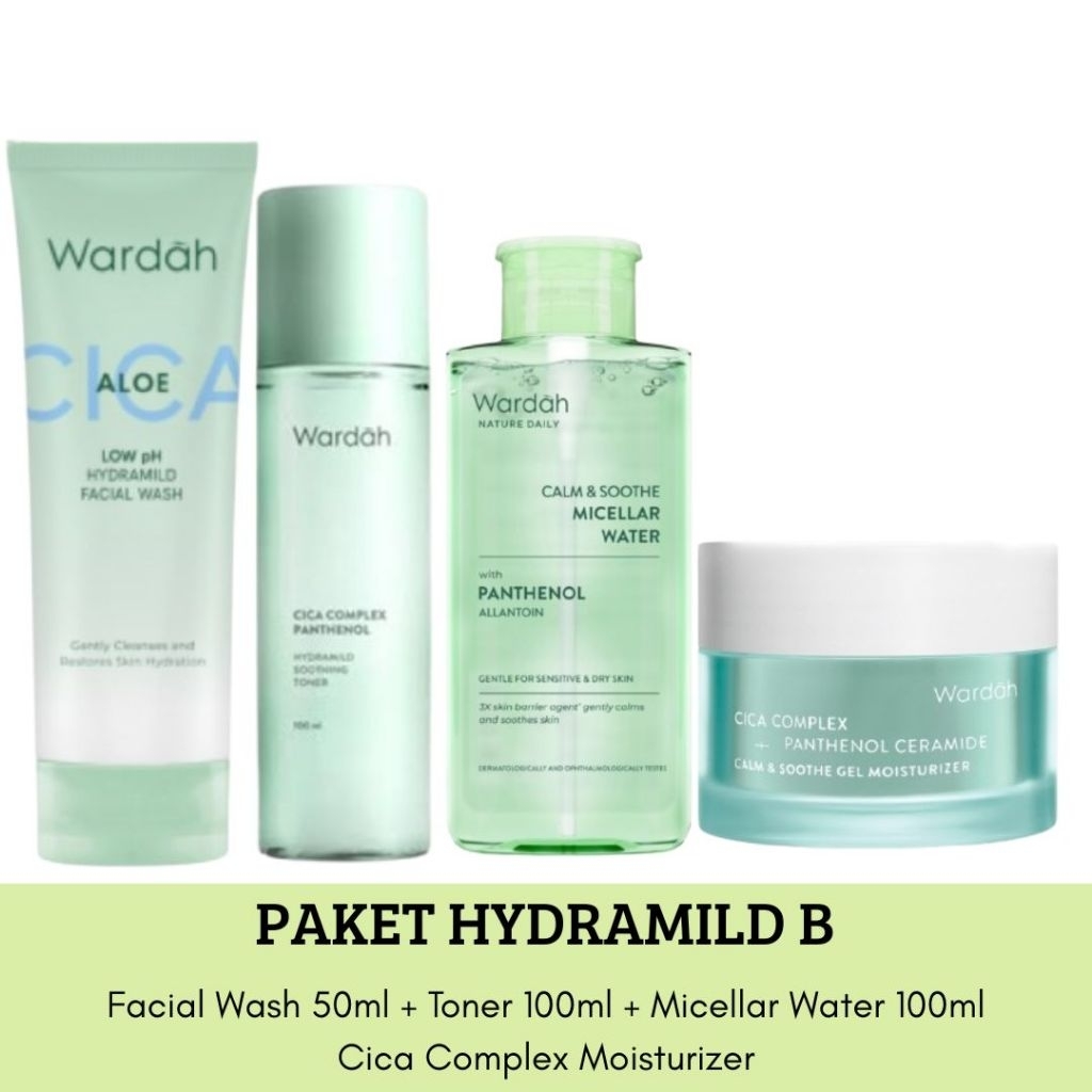 WARDAH Hydramild Series 1 Paket Lengkap Skincare Wardah Untuk Kulit Kemerahan & Berjerawat
