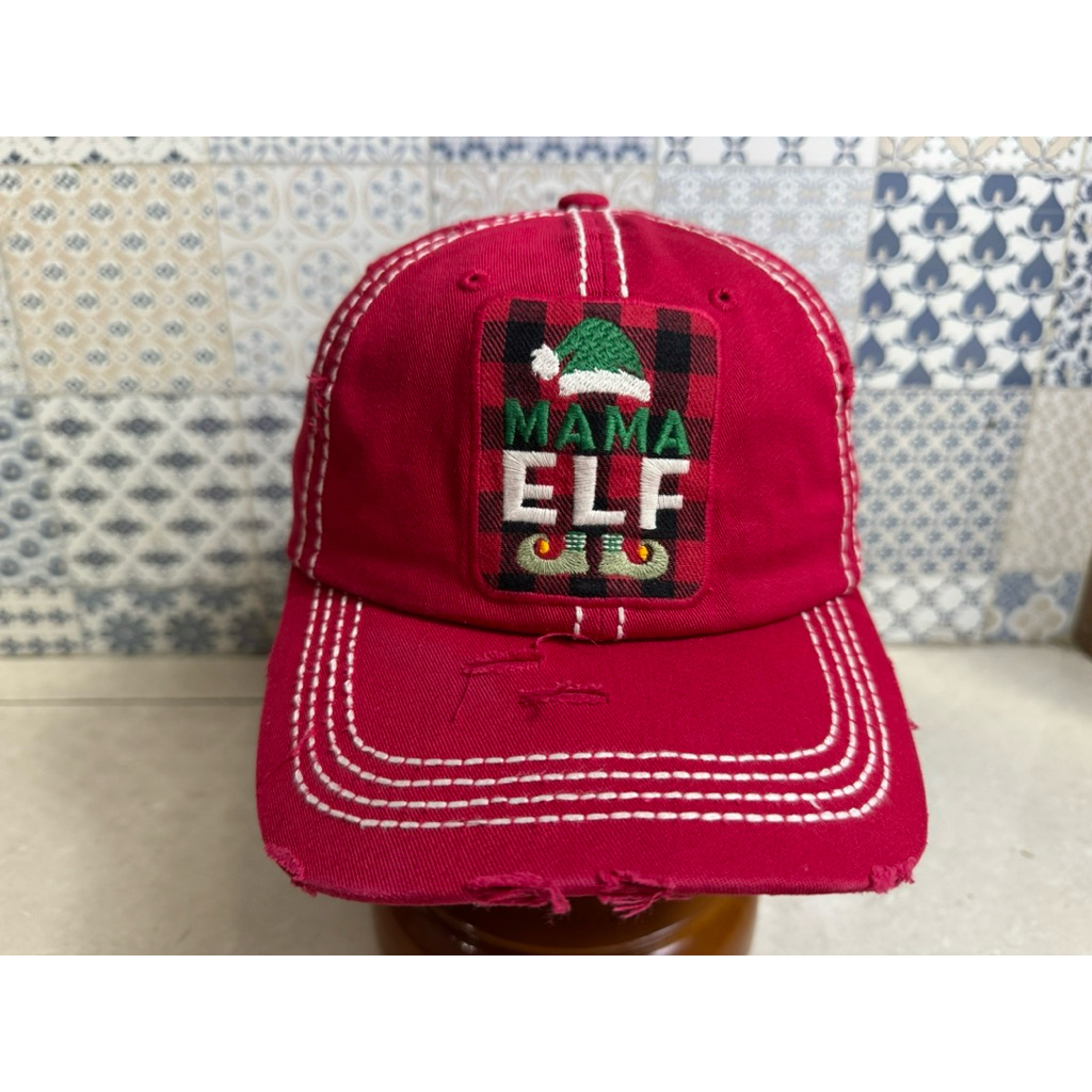 Topi Second Brand Branded Ripped Cap Mama Elf Christmas By KBethos Original