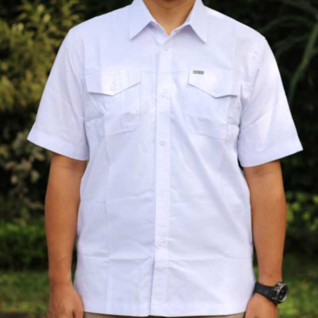 Kemeja Fuji Short Putih Lengan Pendek Tactical Bahan Tropical Pasada