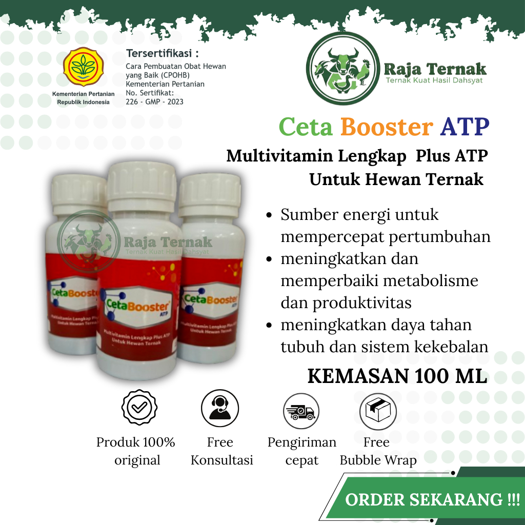 CETA BOOSTER ATP 100ML - MULTIVITAMIN LENGKAP PLUS ATP UNTUK HEWAN TERNAK