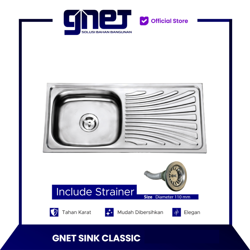 GNET Kitchen Sink Classic | Bak Tempat Cuci Piring Stainless