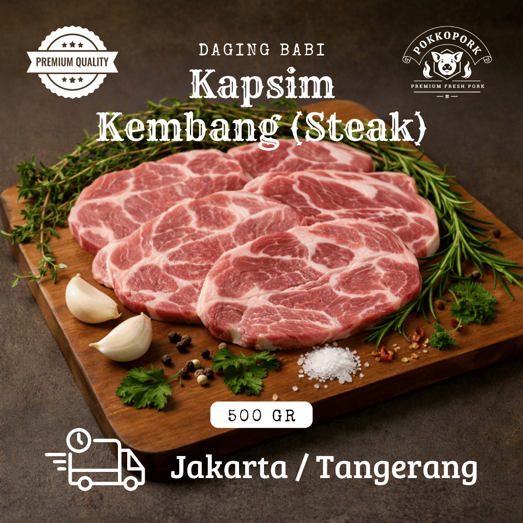 Daging Babi Kapsim Kembang Vacuum Frozen Fresh Premium 500 gr Steak Grill BBQ | Pokkopork