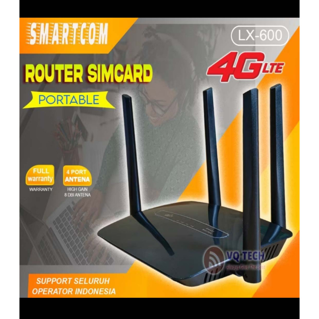 Smartcom Router Wifi Sim Card All Operator 4G LX600 Hitam