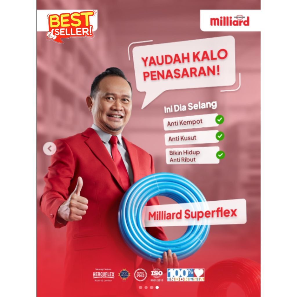 Selang Tebal Milliard Superflex 1/2" Slang Air Taman Flexible Lentur Kuat Setengah Inch 5m 10m 15m 2