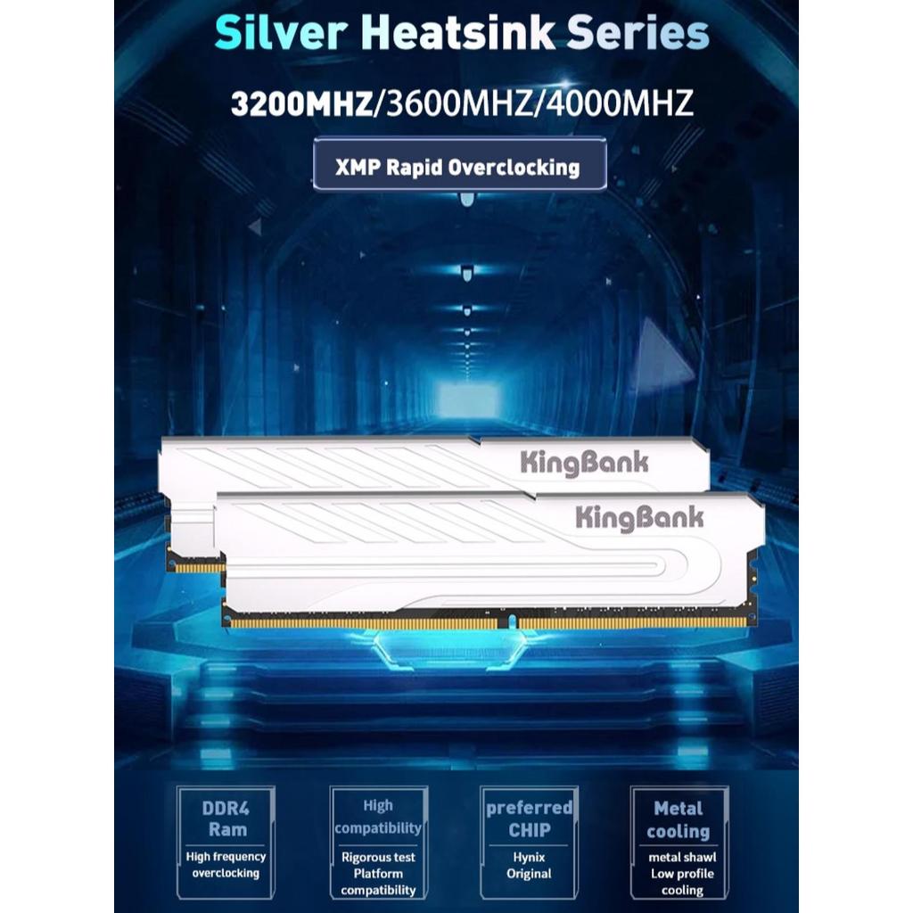 KINGBANK DDR4 32GB (2x16GB) 3200Mhz XMP SILVER HEATSINK C16