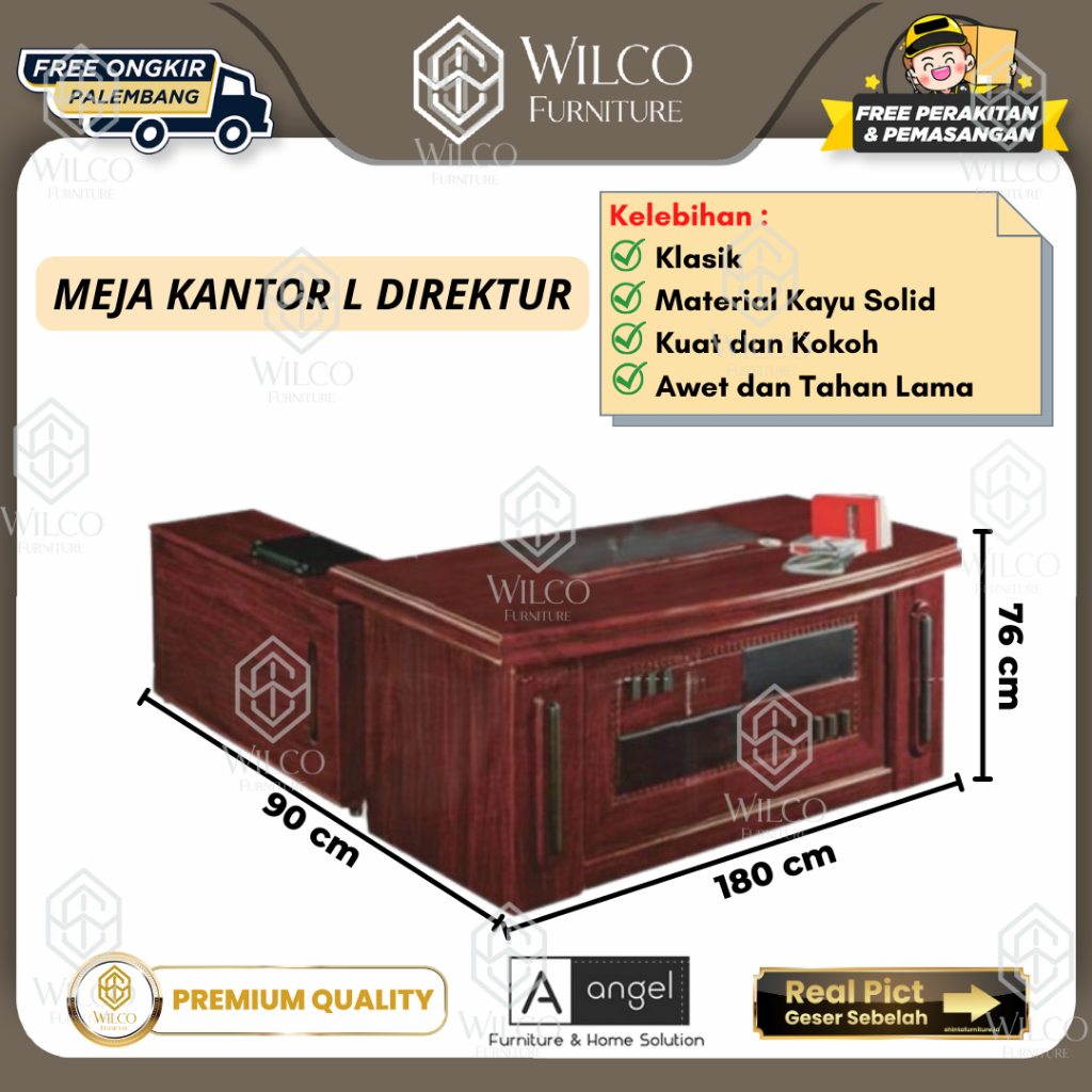 Meja Direktur Kantor Angel / Meja Kantor Direktur / Meja Tipe L