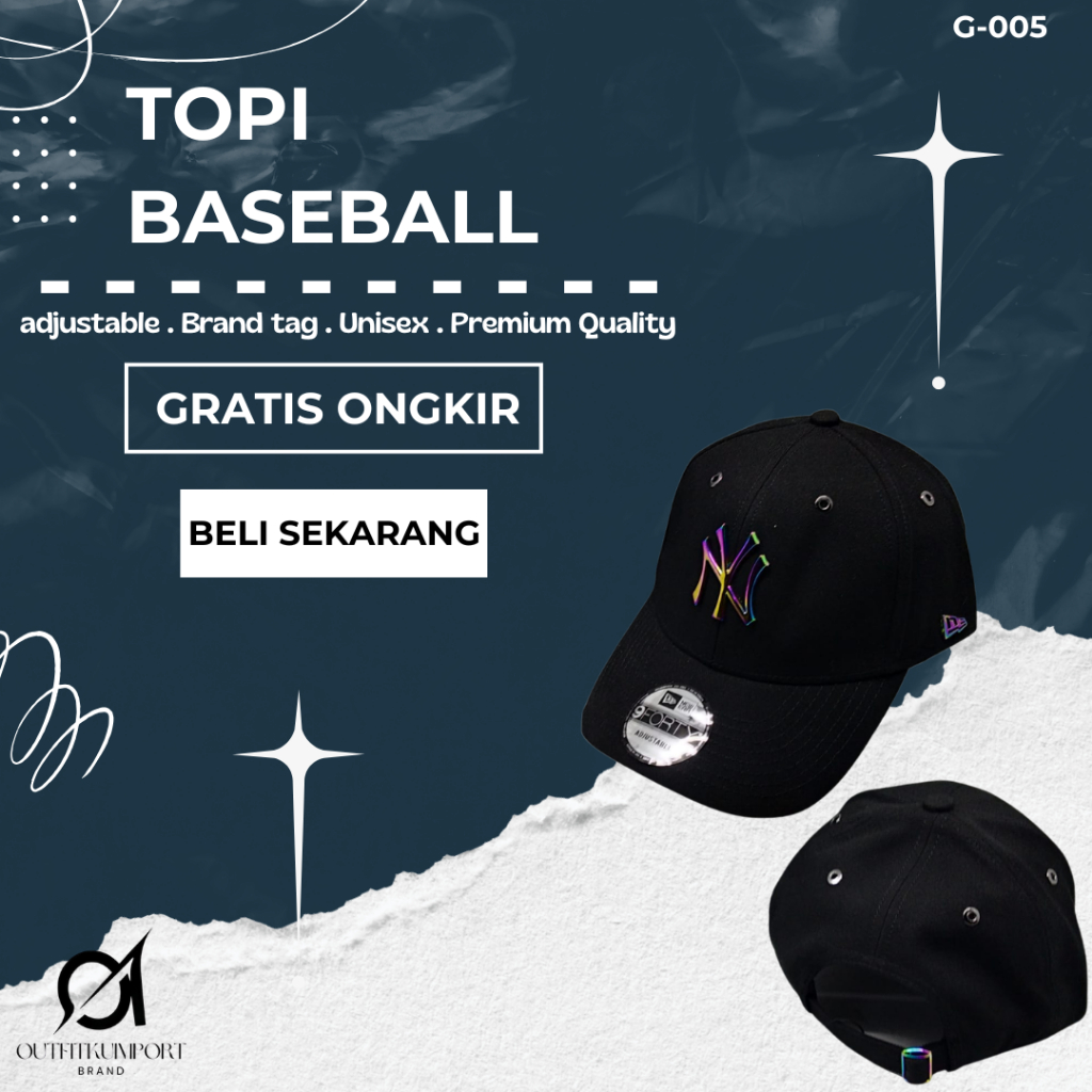 G-005 Topi NY Black Logo Rainbow Iron