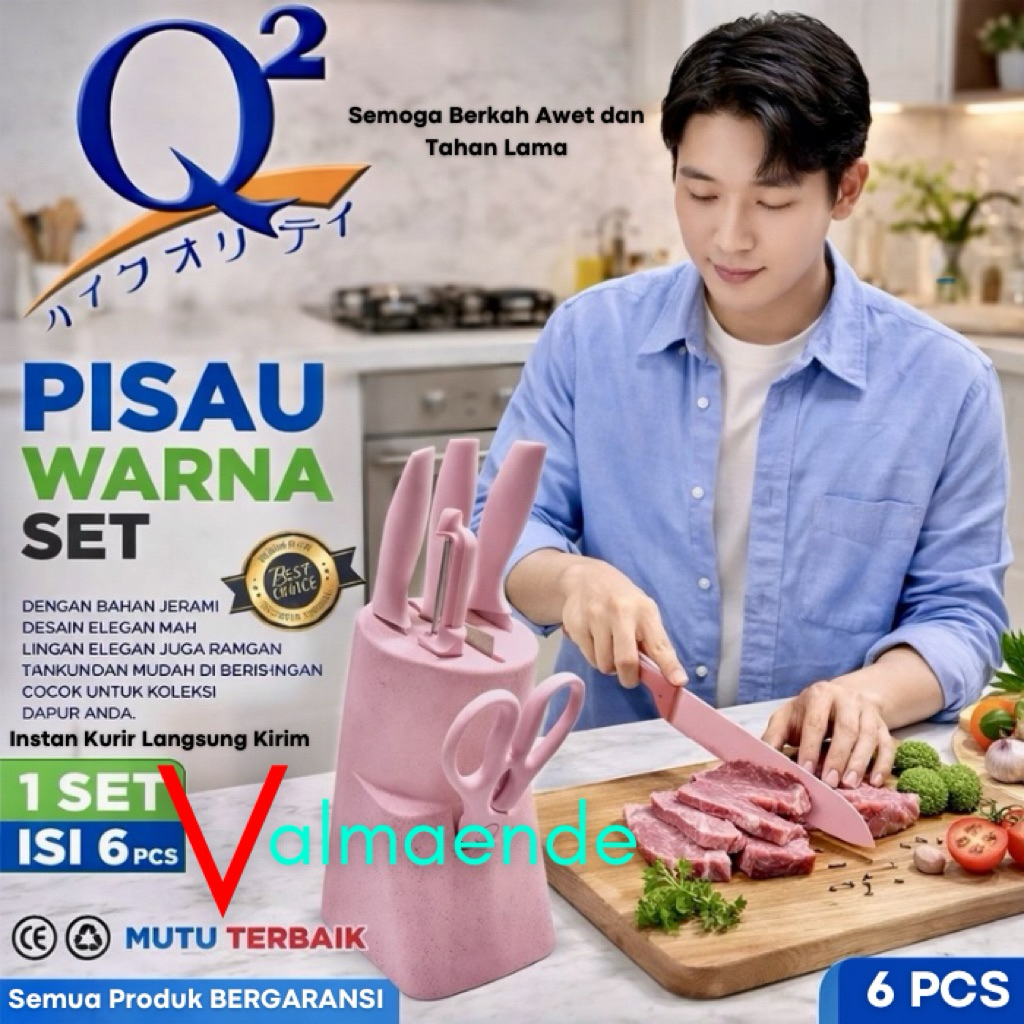 PISAU SET 6 in 1 Pisau Dapur Pisau Daging Stainless Steel Gunting Knife GSF 3116
