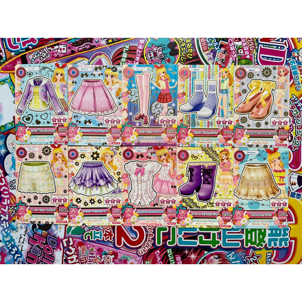 Kartu Aikatsu Ichigo Hoshimiya Normal Card Satuan Akari Ozora Cute Tops Bottoms Shoes Satuan Jepang 