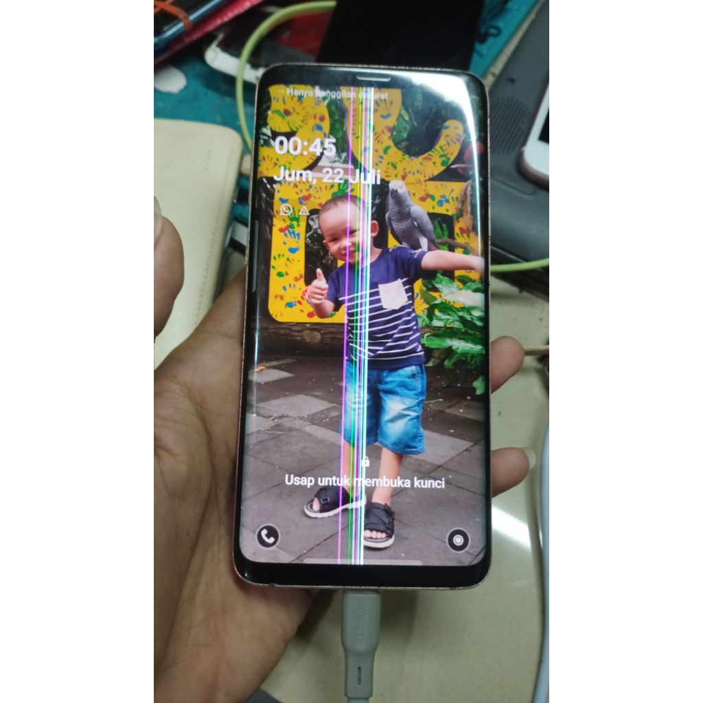 LCD SAM S9 PLUS ORI COPOTAN + FRAME KONDISI GARIS