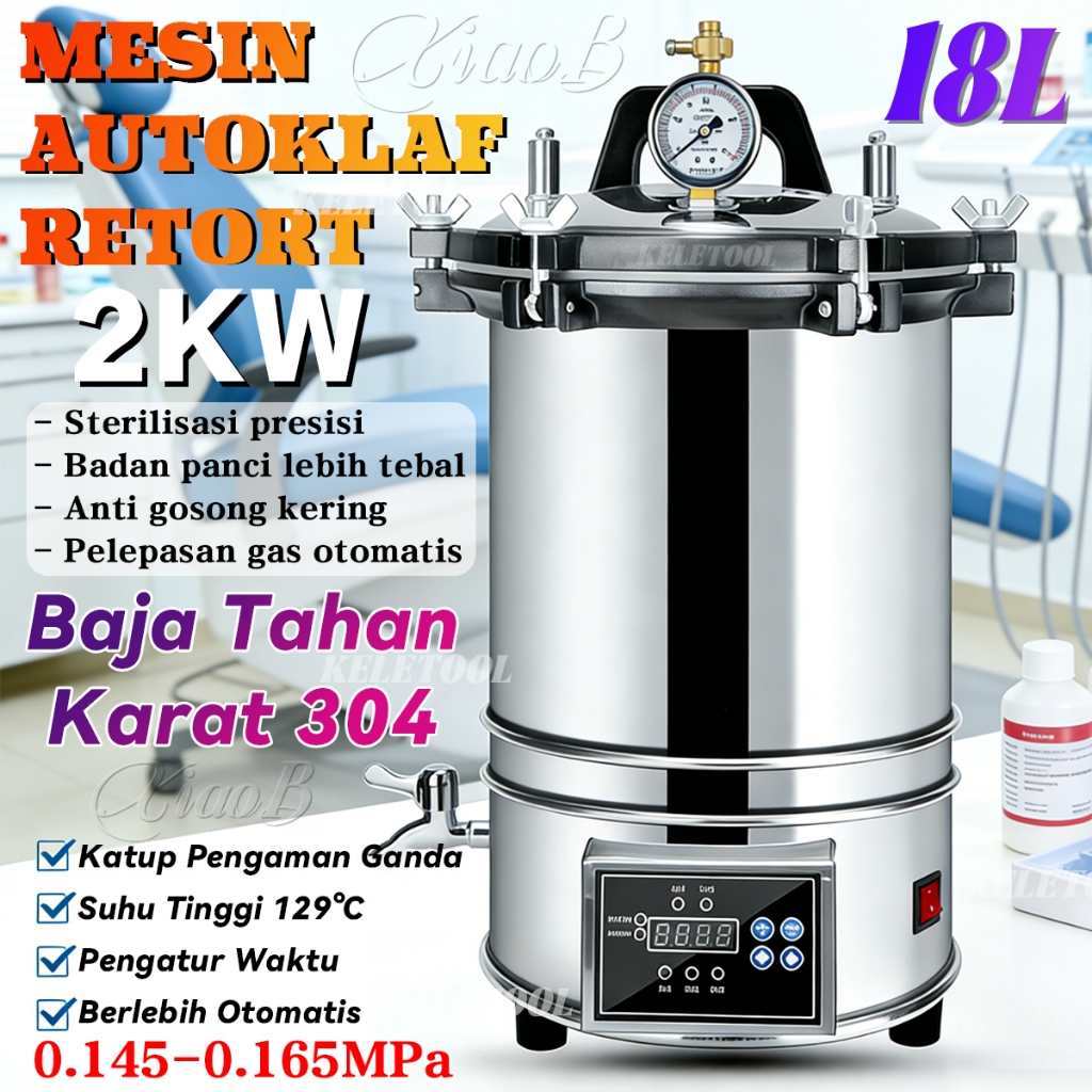 Retort Machine Basah Presto Autoklaf Retort Portable Steam Sterilizer Sterilisasi Uap Bertekanan Tin