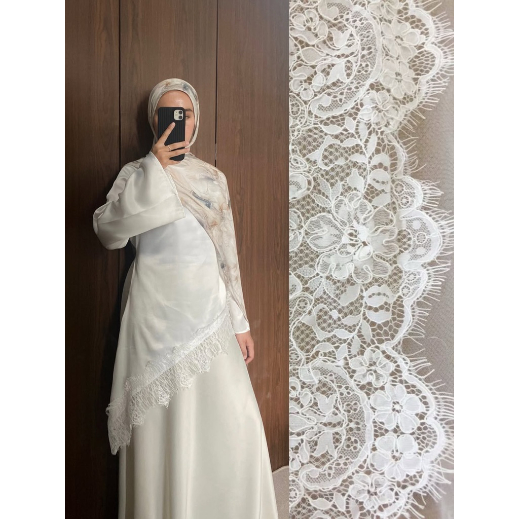 JALEELA Lace Top Tunik Asimetris by Nuraalabel / LAYERING LACE Silk Premium  Brokat  / Ramadhan Hari